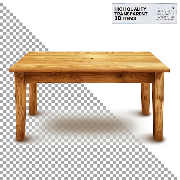 PSD table furniture with rectangular surface png on isolated on transparent background