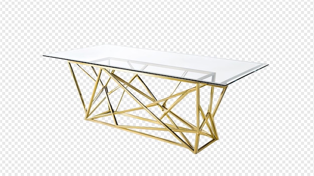 PSD the table is made of gold and has a glass top and a white top