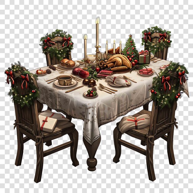 A table set for a festive Christmas feast with all the trimmings christmas illustration background