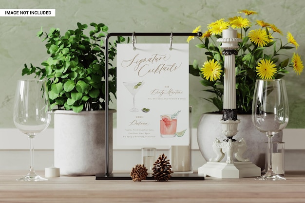 Table sign stand mockup