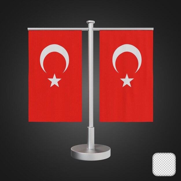 PSD table stand with flags turkey 3d illustration