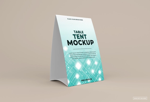 table tent mockup isolated on soft color background