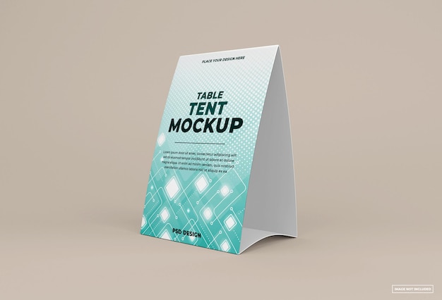 table tent mockup isolated on soft color background