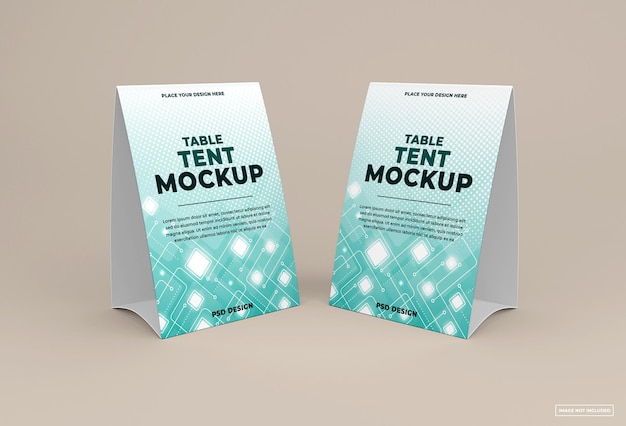 table tent mockup isolated on soft color background