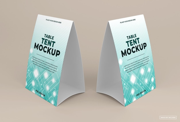 table tent mockup isolated on soft color background