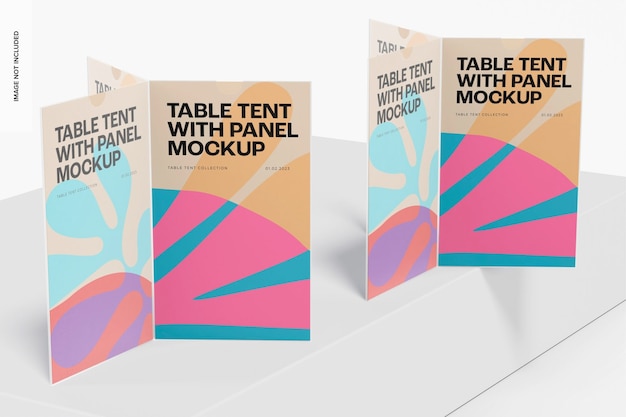 Table Tent with Panels Mockup, Perspective