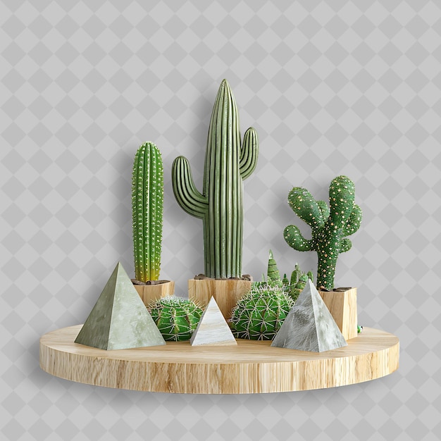 PSD a table with a cactus and cactus and a place for a photo