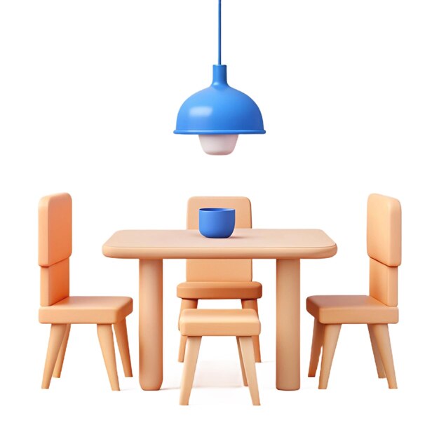 a table with chairs and a lamp hanging from it