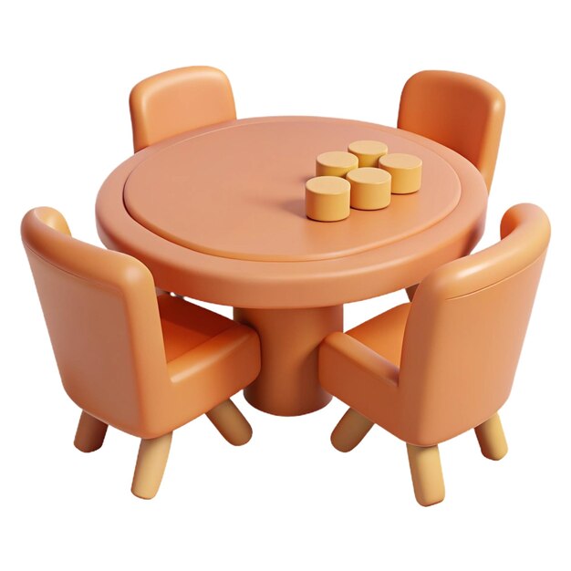 a table with four chairs and a table with a number of cookies on it