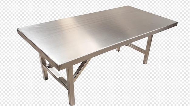 a table with a metal body and a white background