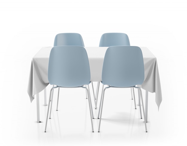 Table with tablecloth and chairs