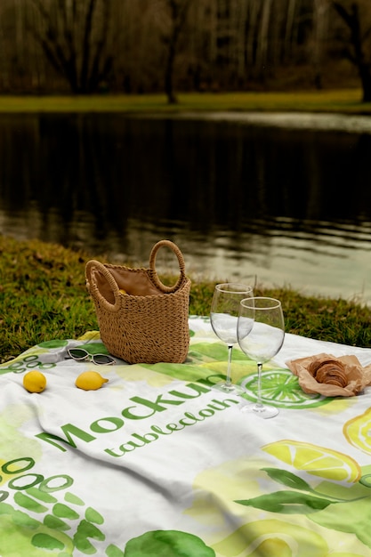 PSD tablecloth textile used for picnic on the ground