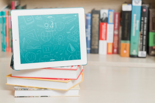 PSD tablet or ebook reader mockup with literature concept