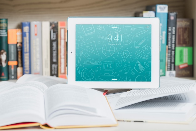 Tablet or ebook reader mockup with literature concept