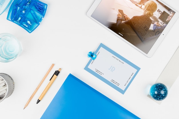 PSD tablet mockup on desk