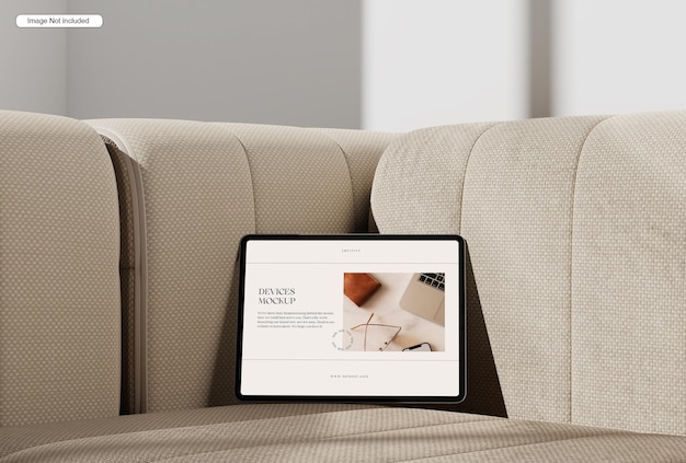 tablet mockup on the sofa