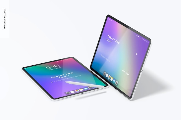 Tablet Pro 129 inch Mockup Standing and Dropped