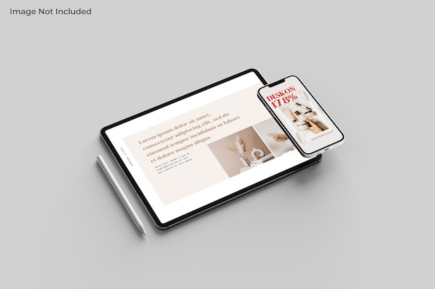 Tablet screen with smartphone mockup