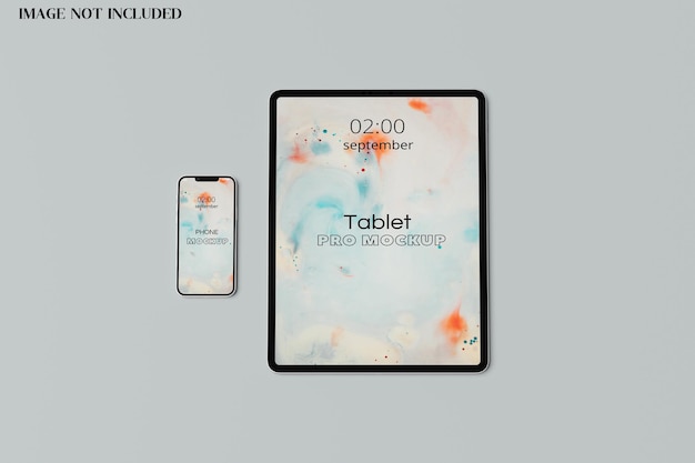 TABLET SCREEN WITH SMARTPHONE MOCKUP