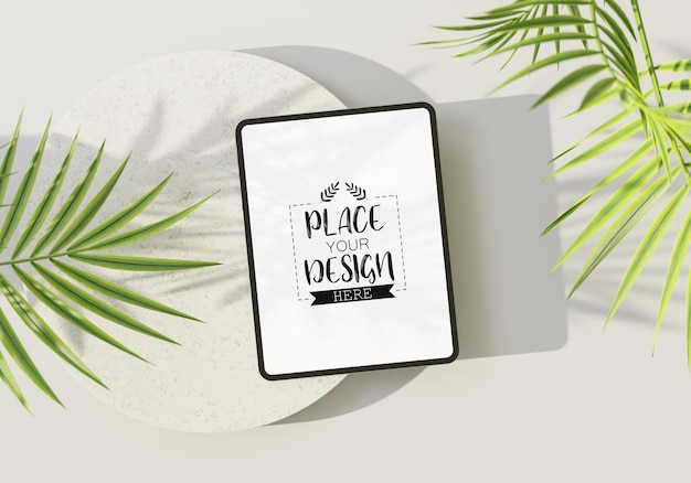 Tablet with decoration Psd Mockup