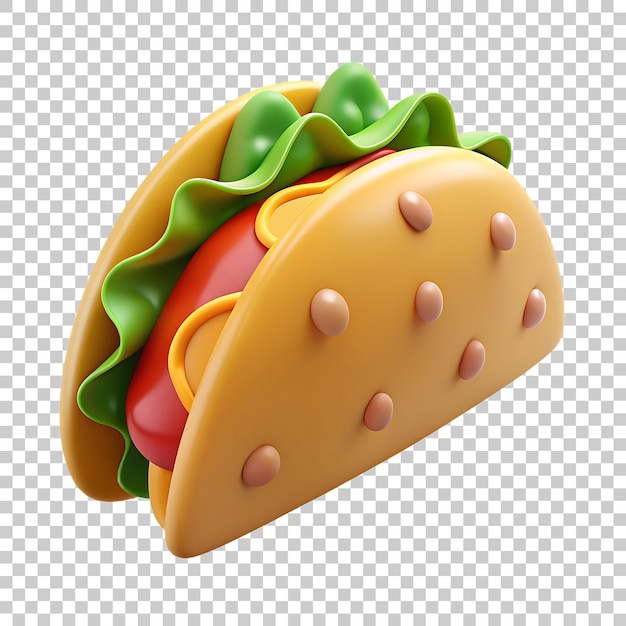 Taco Fast Food PNG Icon 3D with Transparent Background Website UI