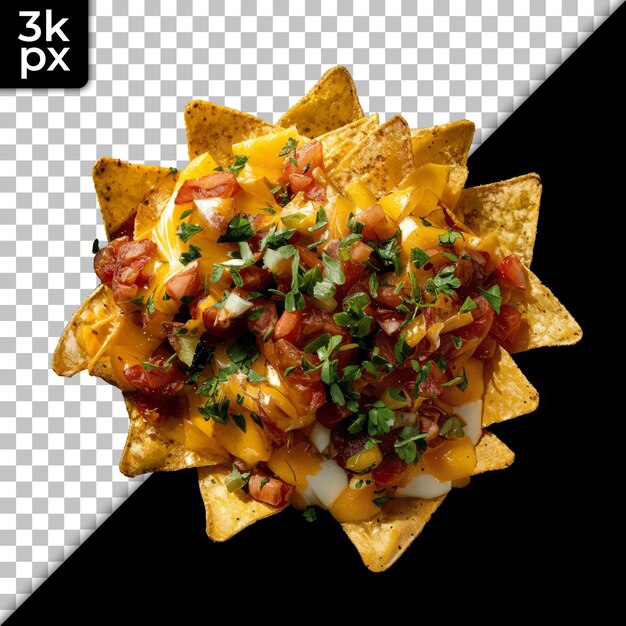 PSD a taco salad with a black background with a black background