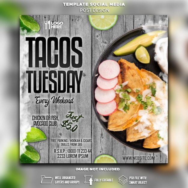 Taco tuesday social media template