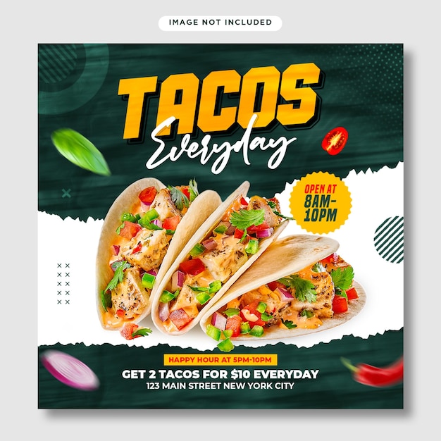 Tacos flyer and social media banner post template