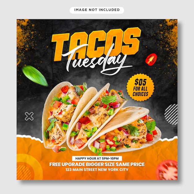 Tacos flyer and social media banner post template