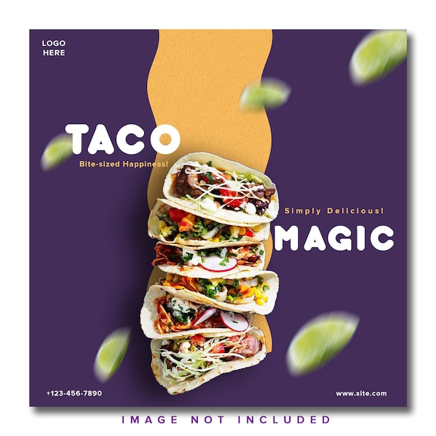 Tacos Food Social Media post for restaurants and cafes