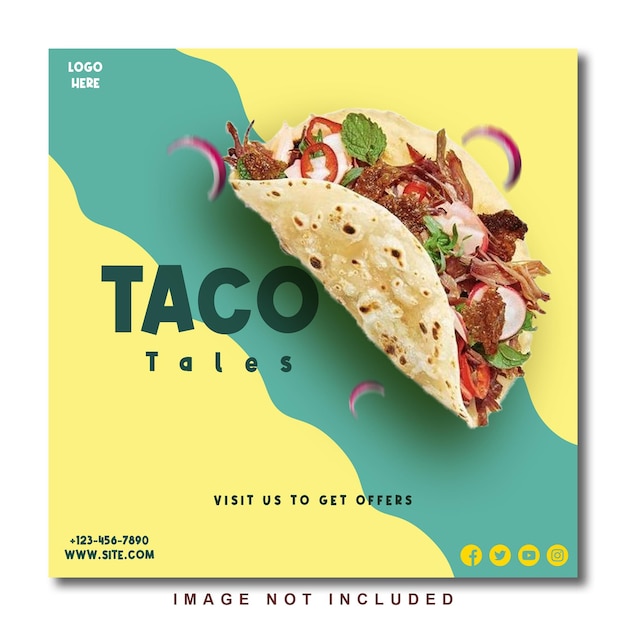 Tacos Food Social Media post for restaurants and cafes