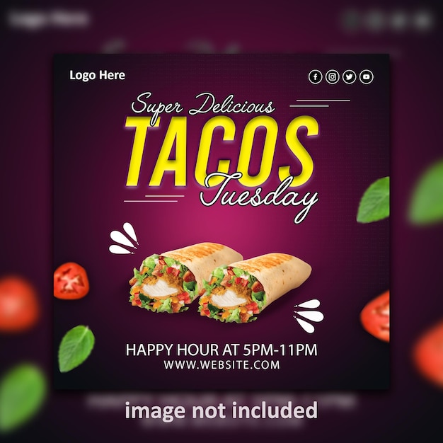 Tacos Social Media Post Design And web banner template