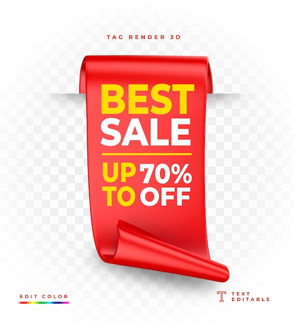 Tag Best Sale red 3d rendering isolated