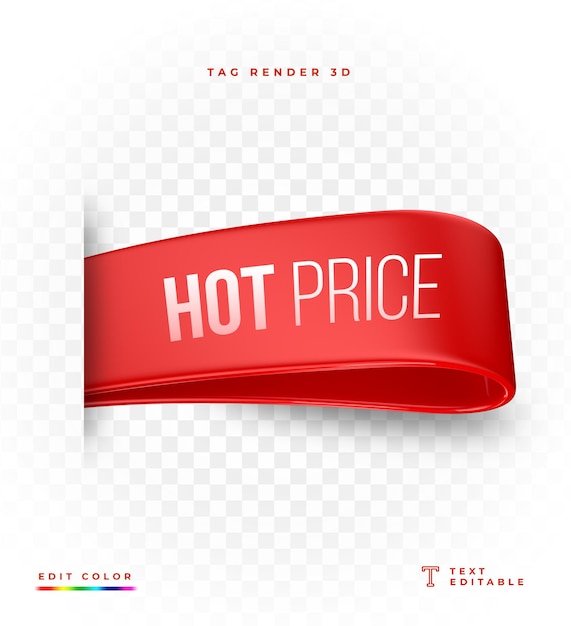 Tag Hot Price red 3d rendering isolated