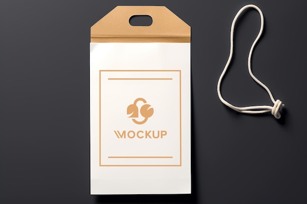 a tag mockup on a black background