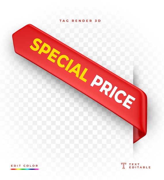 Tag Special Price red 3d rendering isolated