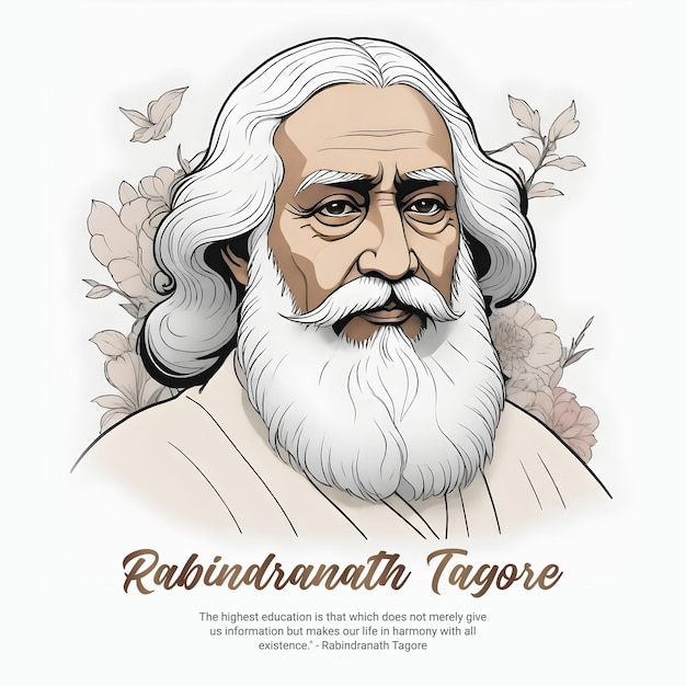 Tagore Jayanti Celebration Social media post banner template