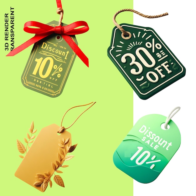 Tags Labels and Sales Promotions in HD and 4K isolated on transparent background