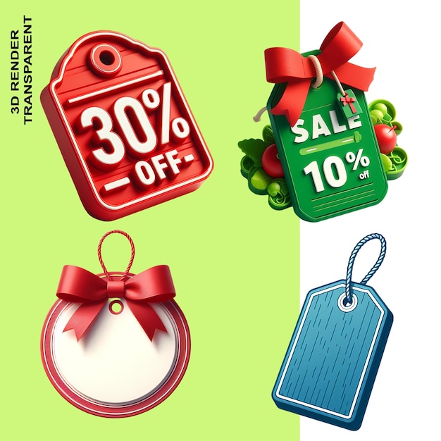 Tags Labels and Sales Promotions in HD and 4K isolated on transparent background