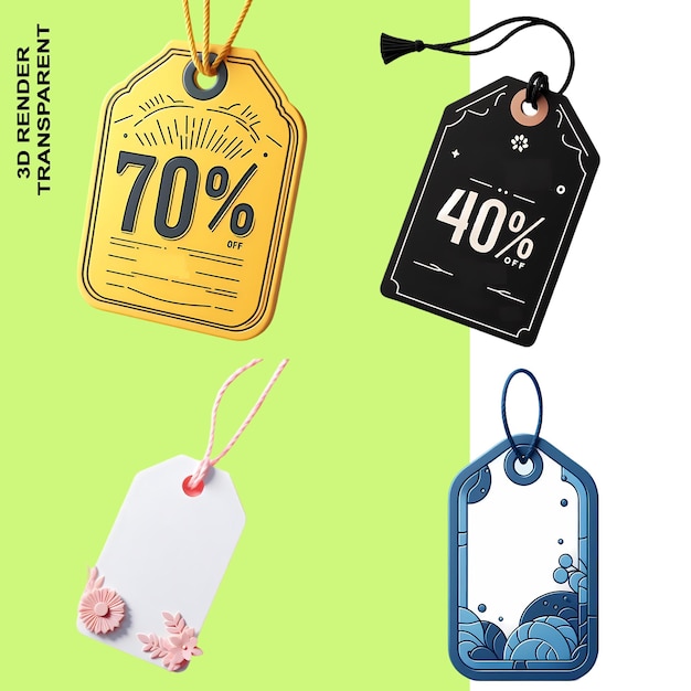 Tags Labels and Sales Promotions in HD and 4K isolated on transparent background