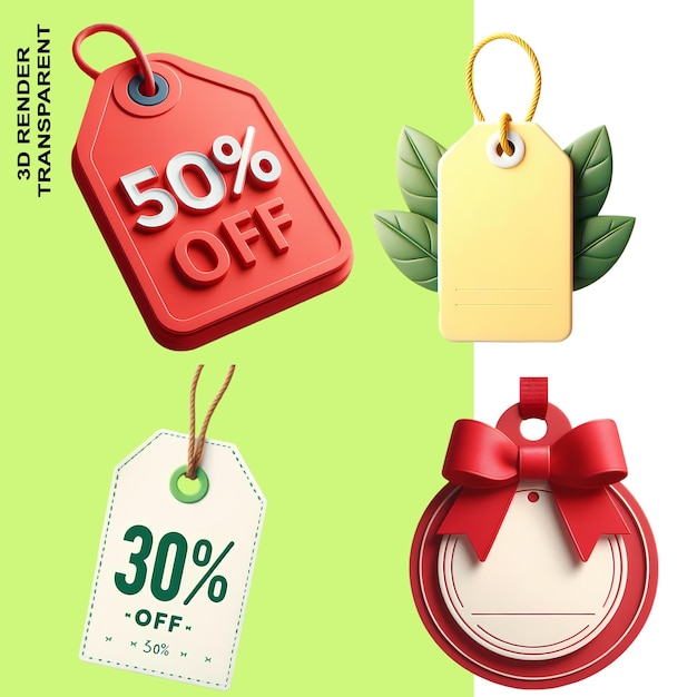 Tags Labels and Sales Promotions in HD and 4K isolated on transparent background