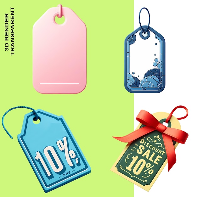 Tags Labels and Sales Promotions in HD and 4K isolated on transparent background