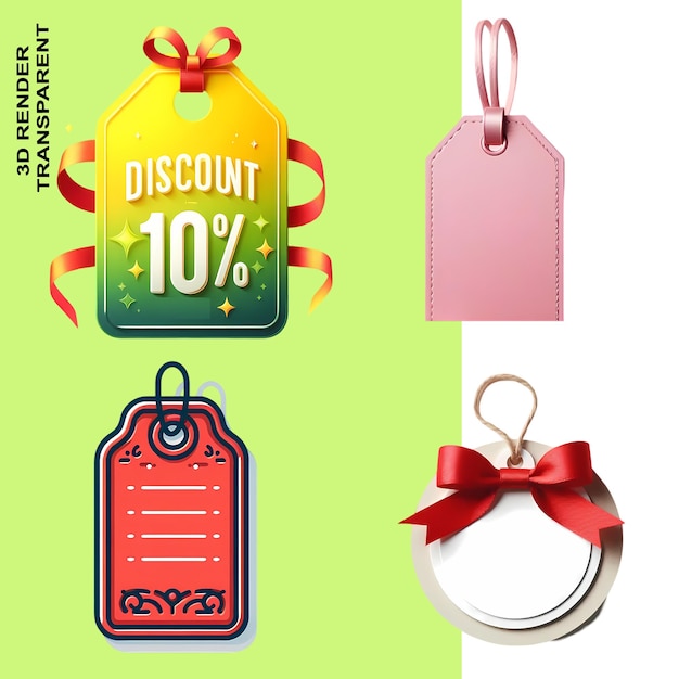 Tags Labels and Sales Promotions in HD and 4K isolated on transparent background