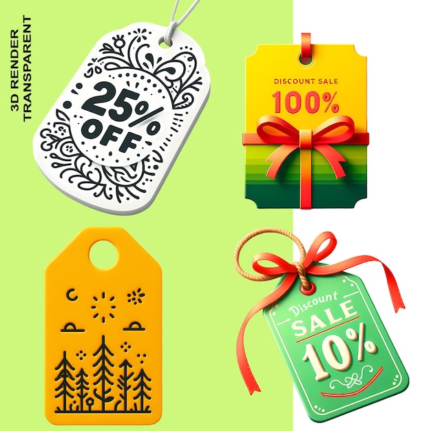 Tags Labels and Sales Promotions in HD and 4K isolated on transparent background