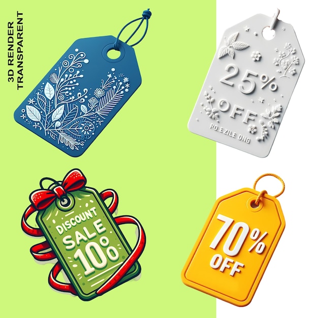 Tags Labels and Sales Promotions in HD and 4K isolated on transparent background