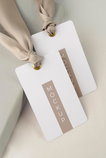 Tags with ribbon design mockup