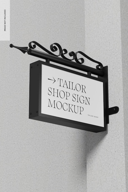 Tailor Shop Sign Mockup, Left View