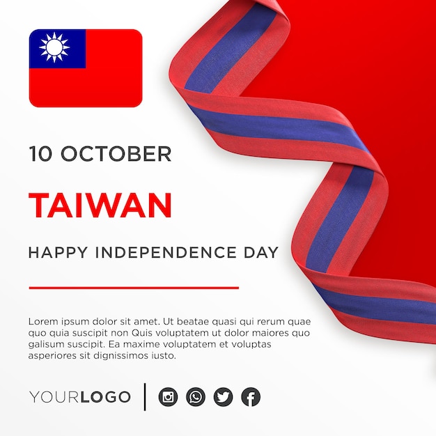 PSD taiwan national independence day celebration banner national anniversary social media post template