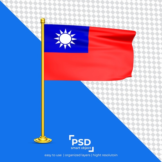 Taiwan waving flag set isolated on transparent background