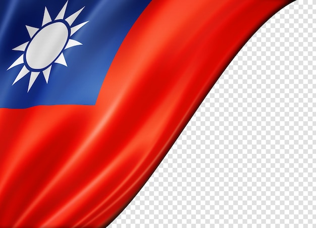 Taiwanese flag isolated on white banner